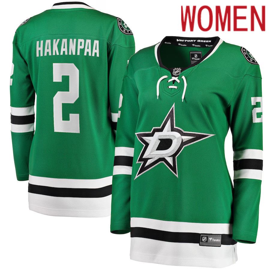 Women Dallas Stars #2 Jani Hakanpaa Fanatics Branded Kelly Green Home Breakaway Player NHL Jersey